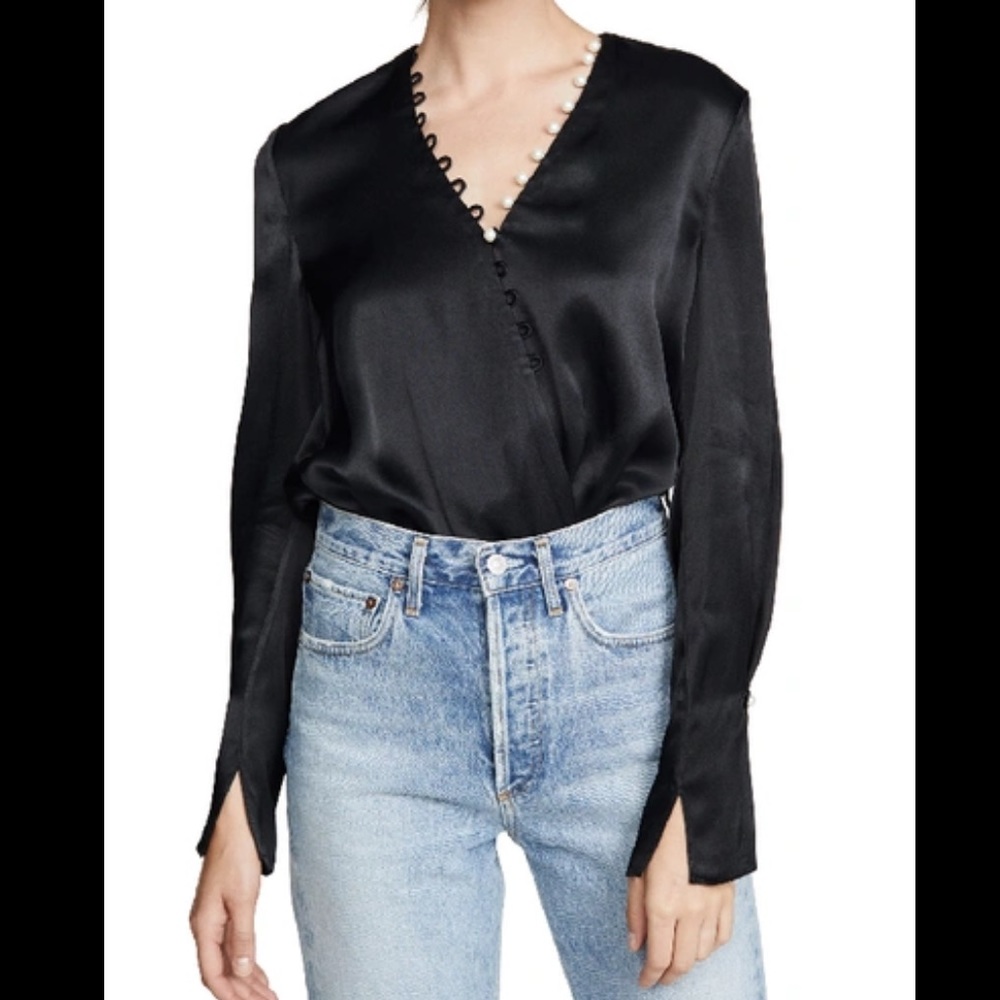 Philip Lim satin pearl drape blouse